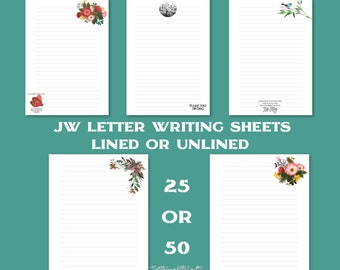 JW Ministry Letter Writing Paper - dispatched within 3 working days, lined or unlined JW.org paper sheets