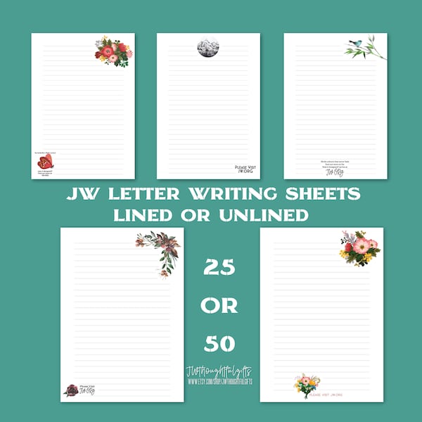 JW Ministry Letter Writing Paper - dispatched within 3 working days, lined or unlined JW.org paper sheets