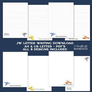 Hummingbird Bundle - 8 versions - US and A4 - lined and blank JW Ministry Letter Writing Paper - JW.org | Instant Download