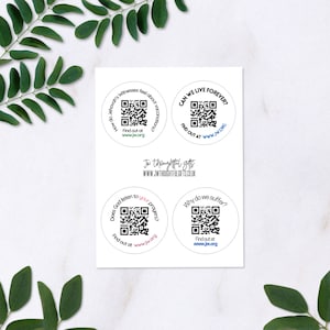 JW QR code ministry stickers - round labels, JW.org website? 24, 48 or 72 stickers