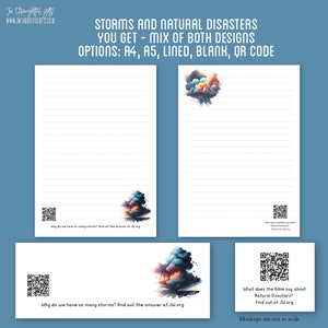 Carta da scrittura per lettere del Ministero JW A4 sui disastri naturali - a righe, codice QR opzionale per JW.org, fogli di carta per il ministero dei Testimoni di Geova