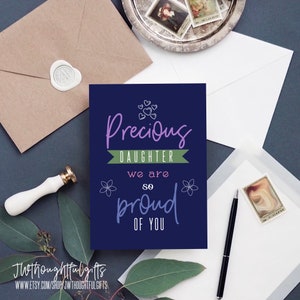 Preciosa hija estamos tan orgullosos de ti, tarjeta de adolescente, bautismo, tarjeta de felicitación JW, JW pensando en ti, tarjeta amable, hermana JW, 024