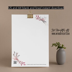 Pink watercolor flowers Digital Download - November Campaign - A Better World is Near - US and A4 - blank and lined