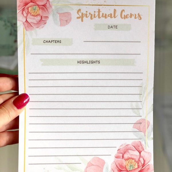Rose floral spiritual gems notes notepad | JW Bible Reading notes