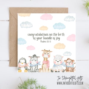 Nieuwe babykaart - Psalmen 127:3 - gefeliciteerd met de geboorte van je bundel van vreugde 195