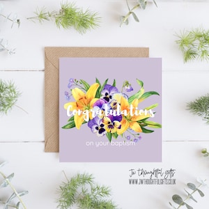 Glückwunsch zur Taufe, JW Grußkarte, hübsche Taufkarte, Blumenkarte, JW Taufe, 130