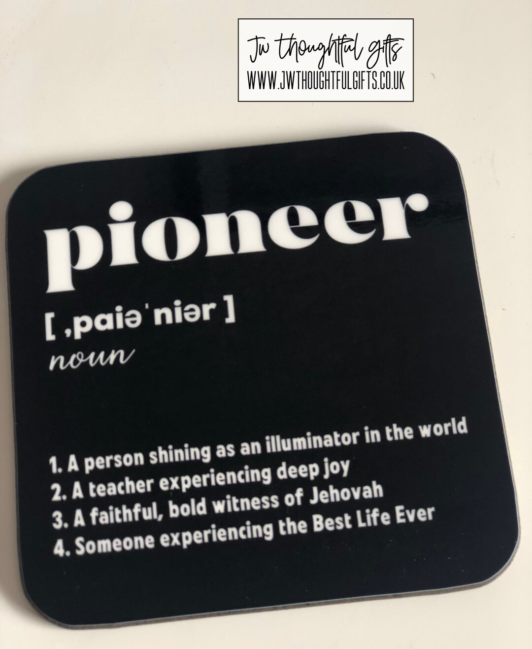 Pioneer Coaster, Dictionary Definition, Pioneer School Gift, JW Pioneer