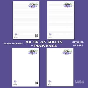 Lavender Fields JW Ministry Letter Writing Paper - Optional QR Code