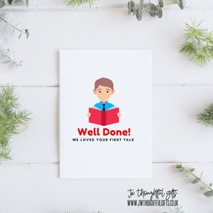 Young Brother, First Talk, well done card. JW encouragement card 112