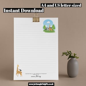 US letter and A4 animal themed paradise lined JW Ministry Letter Writing Paper | JW.org | Instant Download | Printable