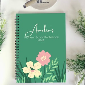 2024 Pioneer School Notebook - personalised, free postage, floral JW notebook, JW notes, ministry notebook