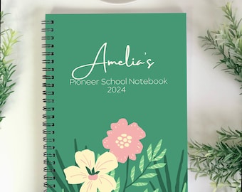 2024 Pioneer School Notebook - personalised, free postage, floral JW notebook, JW notes, ministry notebook