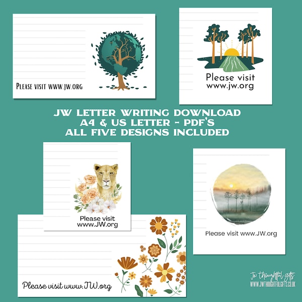 A better world is near Bundle - 5 designs - US and A4 - lined JW Ministry Letter Writing Paper - JW.org | Instant Download