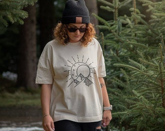 camiseta oversize organic nature / camiseta mujer / camiseta natural mujer camping / camiseta montaña /