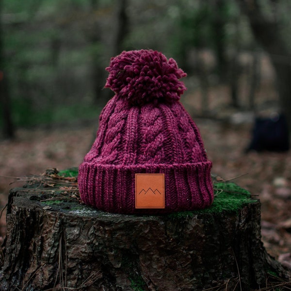Bonnet d'hiver chaud pour l'aventure | Bonnet d’hiver bordeaux | Bonnet bonnet bordeaux | bonnet d'hiver femme | | Chapeau d'aventures | bonnet chaud