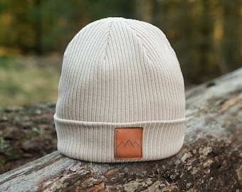 Organic cotton beanie, sand organic beanie, beanie hat for women, adventure beanie, eco friendly beanie, beanie for hiking, eco  gift