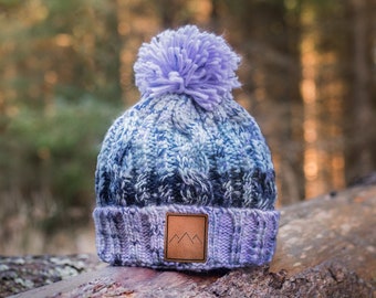 Lavender Women's Wool Beanie - Winter Pom Pom Hat