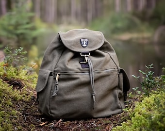 Outdoor adventure backpack in Khaki colour - Retro style Backpack - Unisex backpack for hiking - Comfy backpack - Gift for nature lover