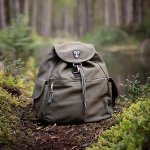 Sac à dos d'aventure en plein air de couleur kaki - Sac à dos de style rétro - Sac à dos unisexe pour la randonnée - Sac à dos confortable - Cadeau pour amoureux de la nature