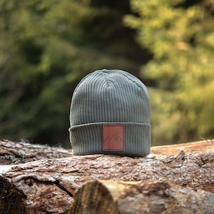 Recycled Khaki beanie - organic - eco friendly - sustainable hat - recycled fashion - unisex - outdoors - summer hat - mountains hat -
