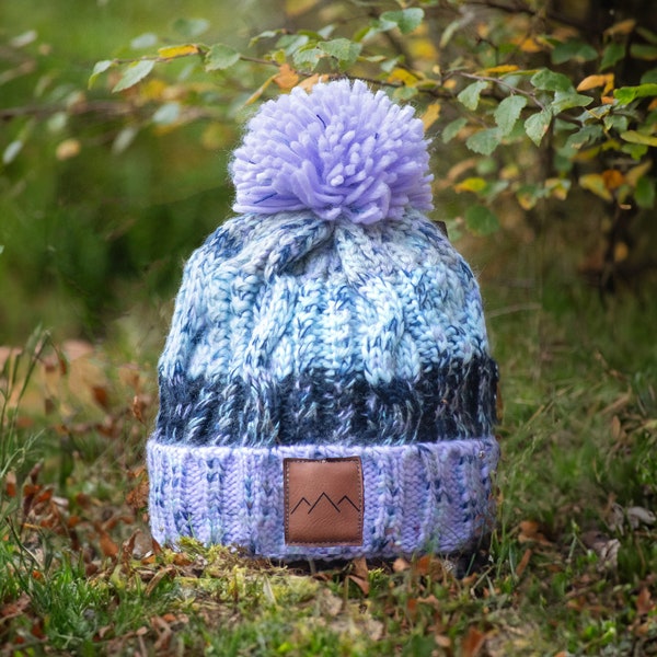 Purple Winter Hat for Nature Enthusiasts - Bobble eco friendly winter beanie for women - Warm Woolly winter beanie hat for women - gift her