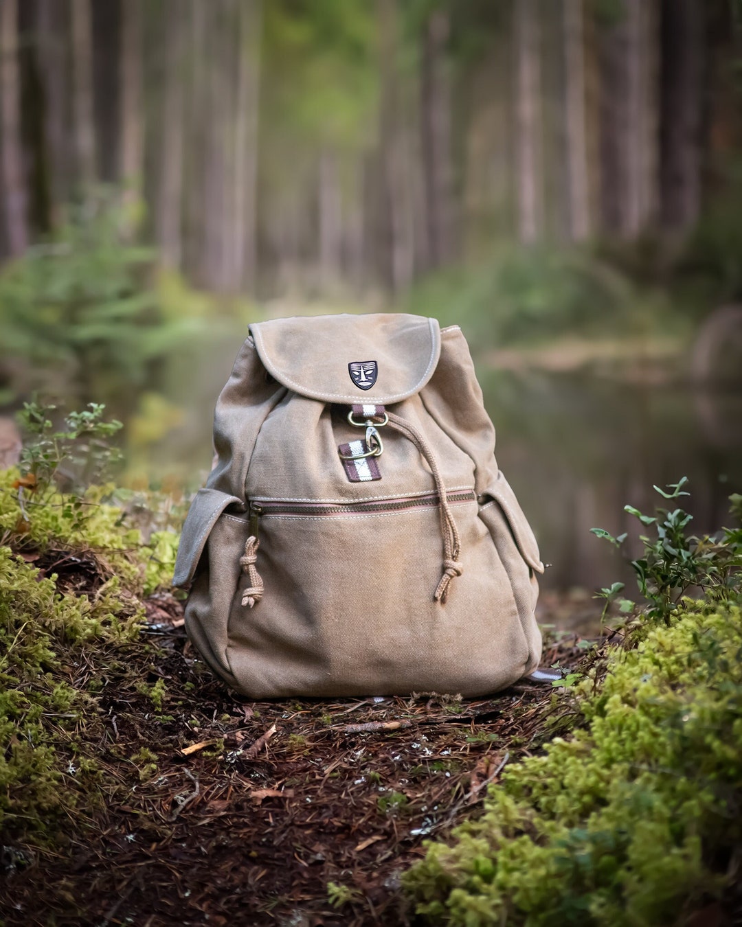Vintage Hiking Backpack Adventure Beige Backpack Vintage Canvas