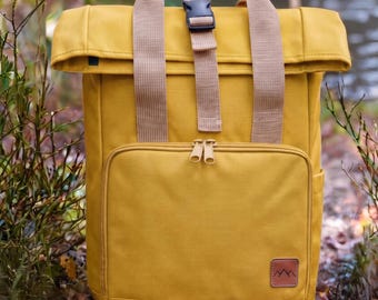 Mustard Mini Backpack – Eco-Friendly Recycled Polyester Rucksack
