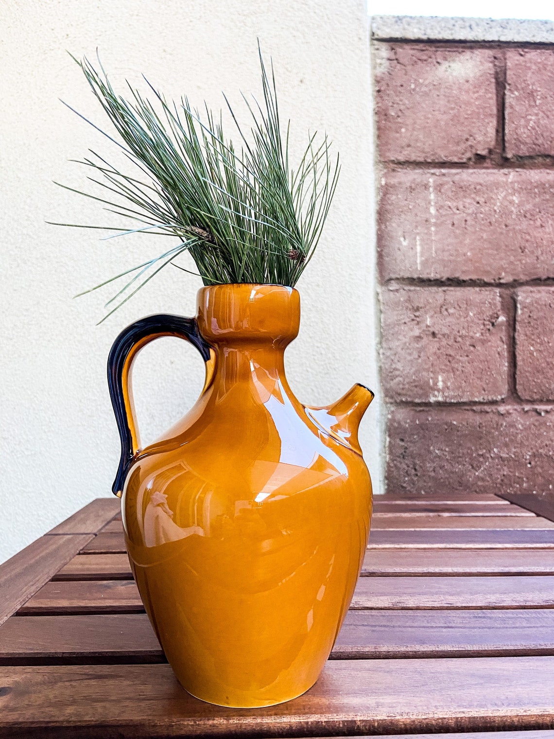 Mustard yellow ceramic vase or pitcher Etsy