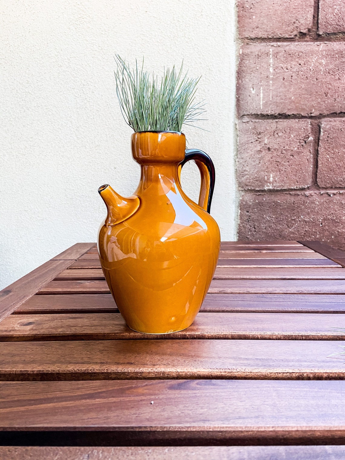 Mustard yellow ceramic vase or pitcher Etsy