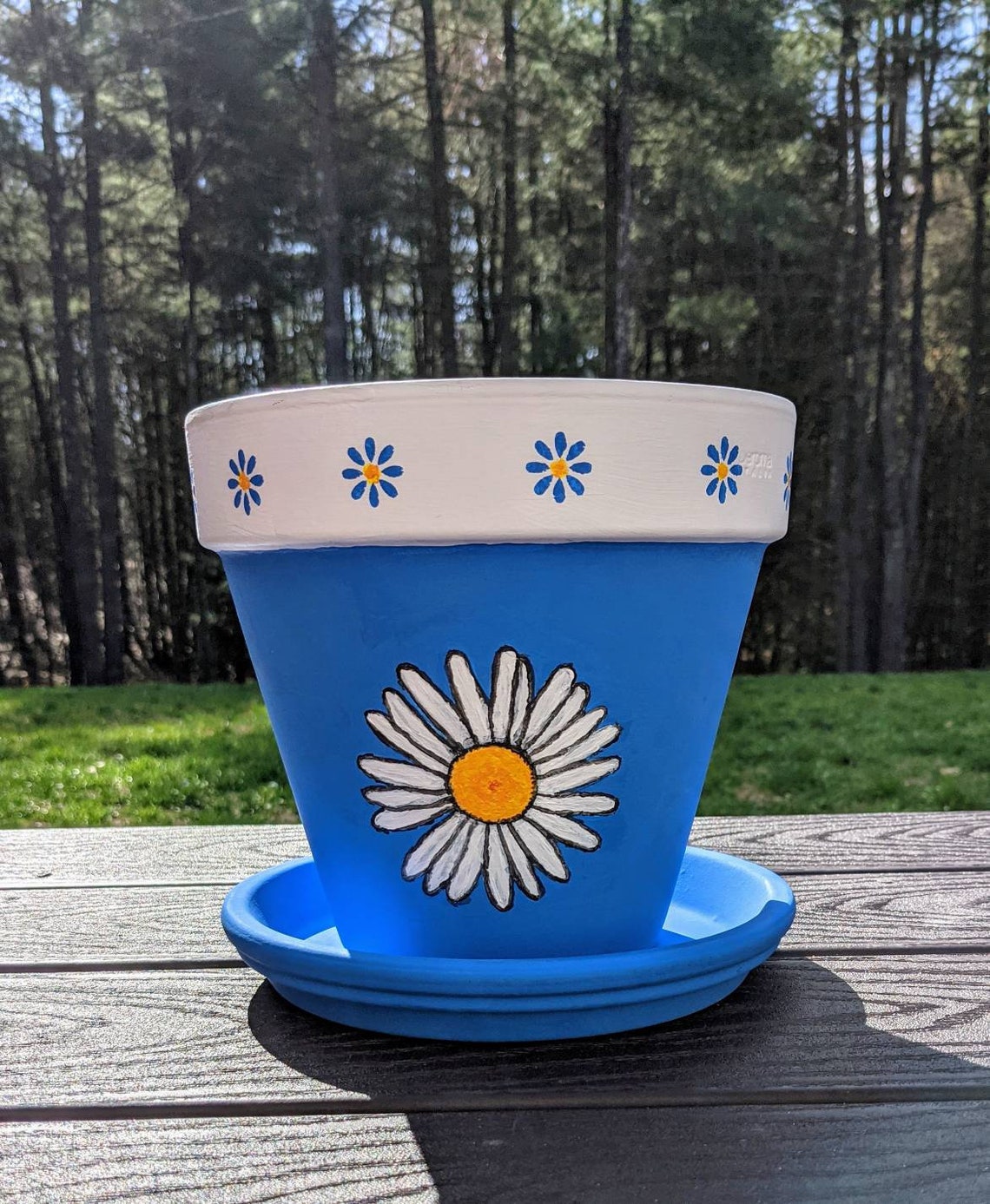 Painted Clay Pot. Hand Painted Flower Pot. Decorative Planter. Etsy