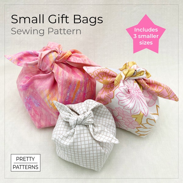 Small Bow Bag Pattern | Digital Sewing Tutorial for Reusable Tie Bags, Perfect for Gift Bags, Makeup Bags, Easter Treats, and Birthdays