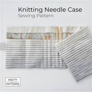 Knitting Needle Case Pattern | Easy PDF Sewing Pattern and Tutorial to make a roll storing knitting needles, DPNs, wires, and crochet hooks