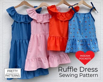 Summer Dress For Girls In Sizes 5 To 8 Years Sewing Pattern & Tutorial
