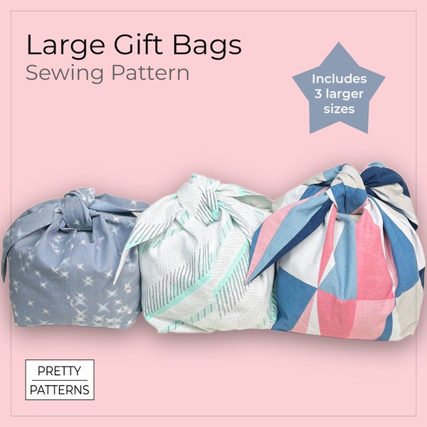 Large Bow Bag Pattern: Easy PDF Sewing Tutorial for Crafting Reusable Bags – Ideal as Bread Bags, Easter Treats, Gift Bags, and Mother's Day