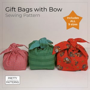 Bow Gift Bag Pattern Bundle | Easy PDF Sewing Tutorial for Easter Treat Bags, Mother's Day, Birthdays, Bread, and Storage