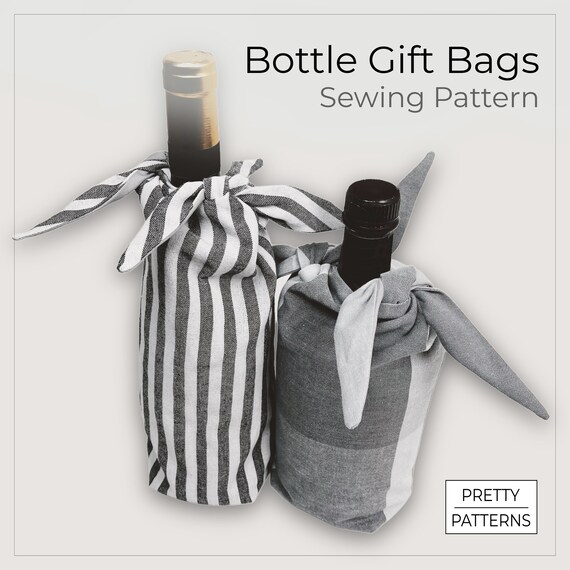 Wine and Bottle Gift Bag Sewing Pattern Easy PDF Pattern and