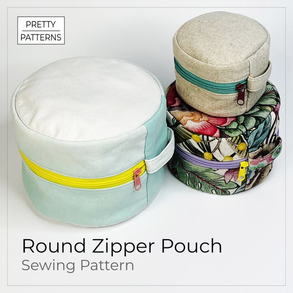 Round Zipper Pouch Pattern: Sewing Tutorial for Crafting Bags – Ideal as Makeup Bag, Jewellery Case, Dice Bag, or Mother's Day Gift