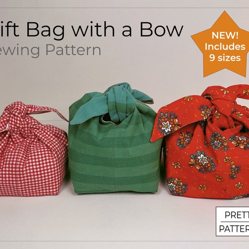Small Gift Bag With a Bow PDF Sewing Pattern & Tutorial 3 Etsy