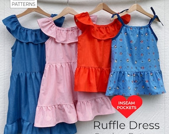 Girls' Flowy Ruffled Easter Dress and Top Pattern | Easy Sewing Tutorial in Kids Sizes 5-8Y