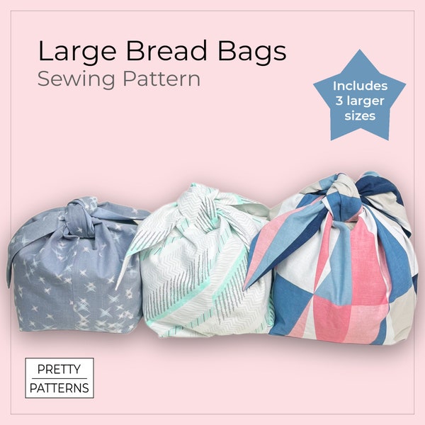 Large Bread Bag PDF: Easy Digital Sewing Pattern and Tutorial for Making Reusable Bags