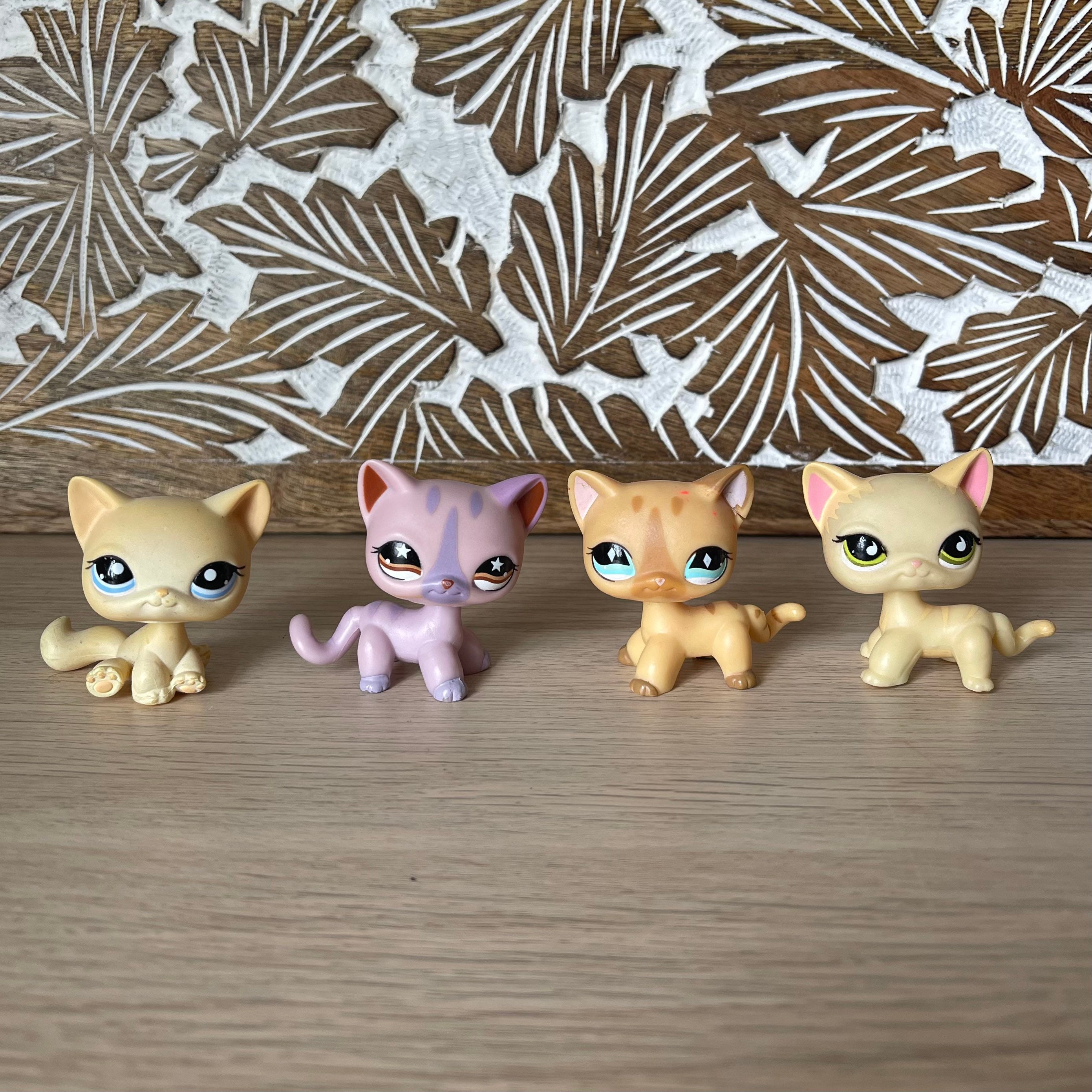 Hasbro Littlest Pet Shop Pink Short Hair Cat LPS Toys Orange Eyes Rare Kids Gift 