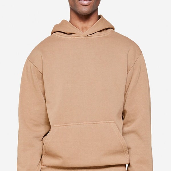 Latte Brown Tan Urban Hoodie Sweatshirt Loose fit with no drawstring hoodie Blank Pullover. Front pouch pocket On sale Unisex clothing