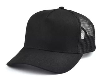 Black Mesh Trucker Hat Foam core. blank hat with panels of breathable mesh and adjusts. Great deal for Black Friday Sale