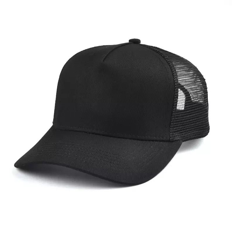 Black Mesh Trucker Hat Foam Core. Blank Hat with Panels of Breathable Mesh and Adjusts. Great Deal for Black Friday Sale