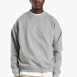 Grey Heather Fleece Crew Sweatshirt Solid Blank - Unisex