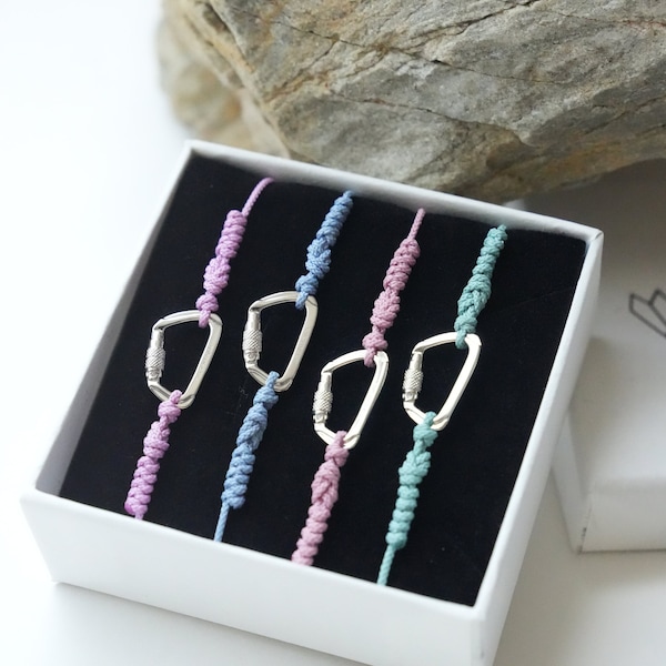 Climbing Series- 02-Mini Carabiner 925 Silver with Zircon Bracelet