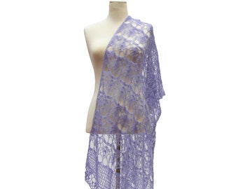 Stola in pizzo “Lavender Dream”, pizzo estivo, seta di gelso giapponese, lavanda, unica, preziosamente lavorata all'uncinetto, leggera come una piuma, accessorio primaverile