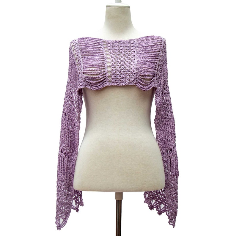 Gatsby stole “Zelda”, pure mulberry silk, violet-colored, unique piece, textile jewelry, 1920s style, summer lace, Great Gatsby, elegant, precious image 1