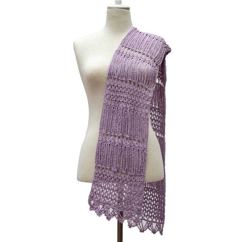 Gatsby stole “Zelda”, pure mulberry silk, violet-colored, unique piece, textile jewelry, 1920s style, summer lace, Great Gatsby, elegant, precious image 4