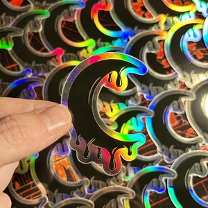 Moon Drip holografische sterven gesneden sticker, ruimte Drippy sticker, maan sticker, Witchy sticker, kosmische holografische sticker, magische sticker